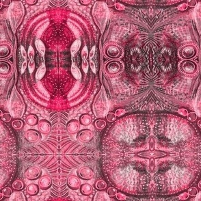 Hot pinks medallions kaleidoscope whimsical bohemian botanicals 12” repeat monoprint