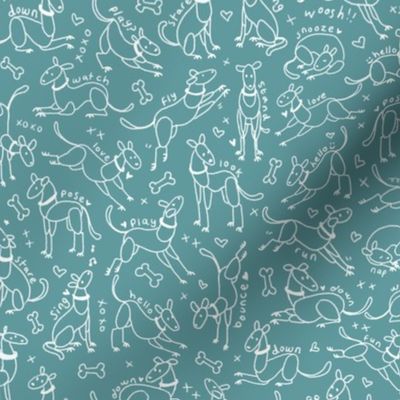 Stick Dogs on Teal 