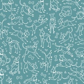 Stick Dogs on Teal 