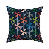 Colorful Abstract Windmills | Kids Playroom | Navy blue background