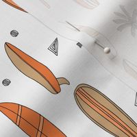 SMALL surfboard fabric - surfing, beach, tropical, palms - orange