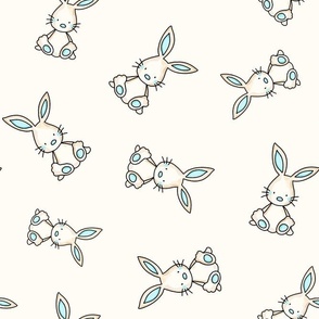 Large Scale Bunny Rabbits on Antique White