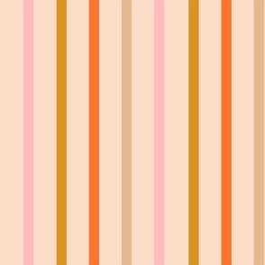 LARGE boho sunset stripes fabric - muted 70s thin stripes coordinate