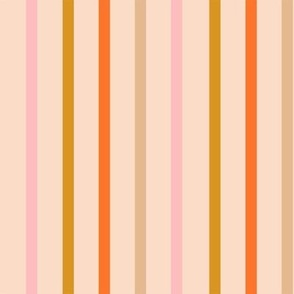 MEDIUM boho sunset stripes fabric - muted 70s thin stripes coordinate