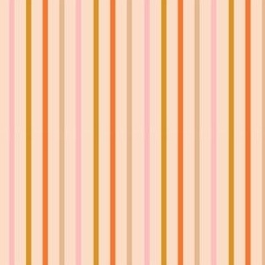 SMALL boho sunset stripes fabric - muted 70s thin stripes coordinate