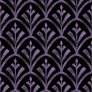 Lino block print art deco (purple glitter, black, 12 inch)