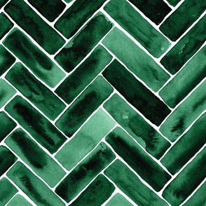 watercolor herringbone dark green scale M WB23