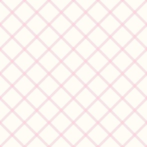 Smaller Scale Pink Lattice Plaid on Antique White Baby Bunny Nursery Coordinate