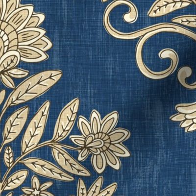 Elegant Dining Room - India Block Print - Extra Large - Royal Blue