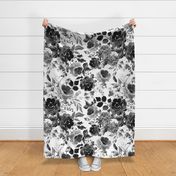 Jumbo / Black and White Watercolor Florals