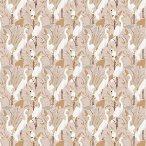 White Cranes Cockatoo Linen Pink Small