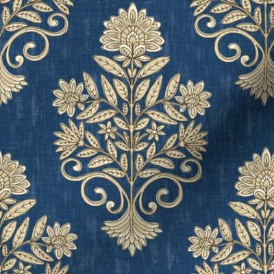 Elegant Dining Room - India Block Print - Medium - Royal Blue