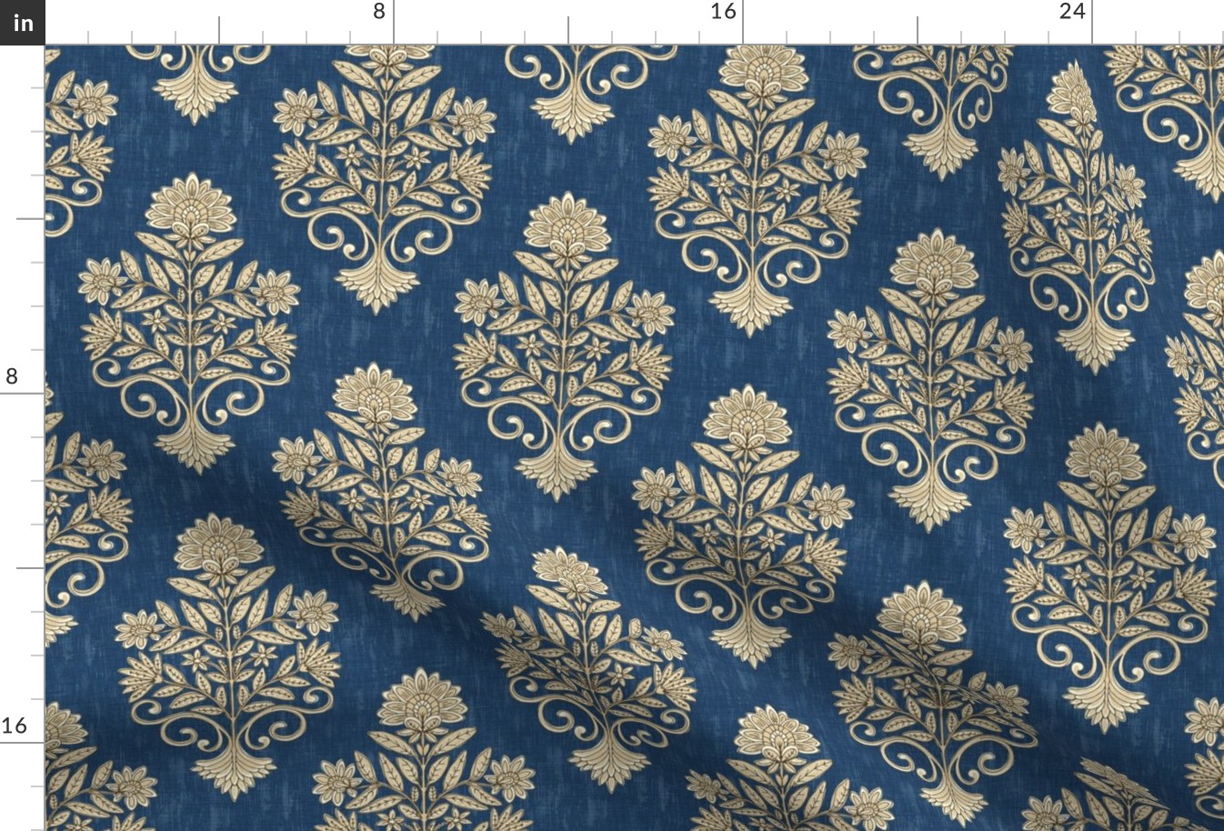 Elegant Dining Room - India Block Print - Medium - Royal Blue