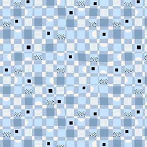 Baby Blue | Courtyard Cheerful Checks | Monochrome | Regular Scale ©designsbyroochita