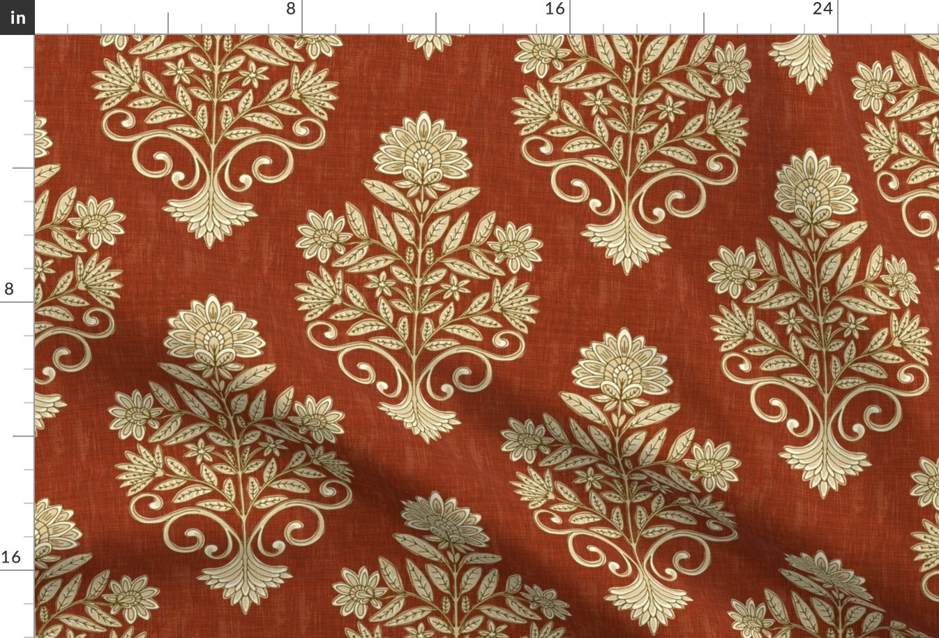 India Block Print - Large - Cinnamon Red