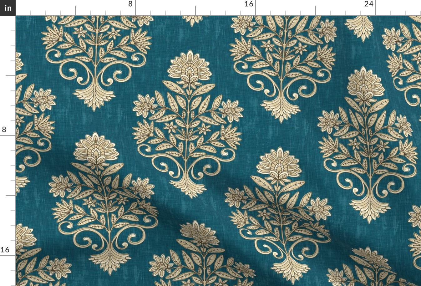 India Block Print - Large - Ocean, Teal, Turquoise