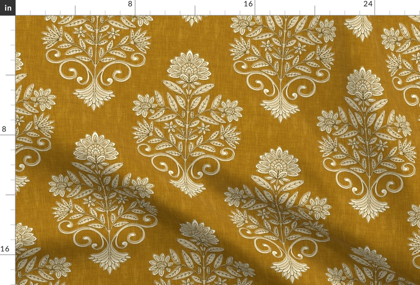 India Block Print - Large - Curry, Yellow, Mustard