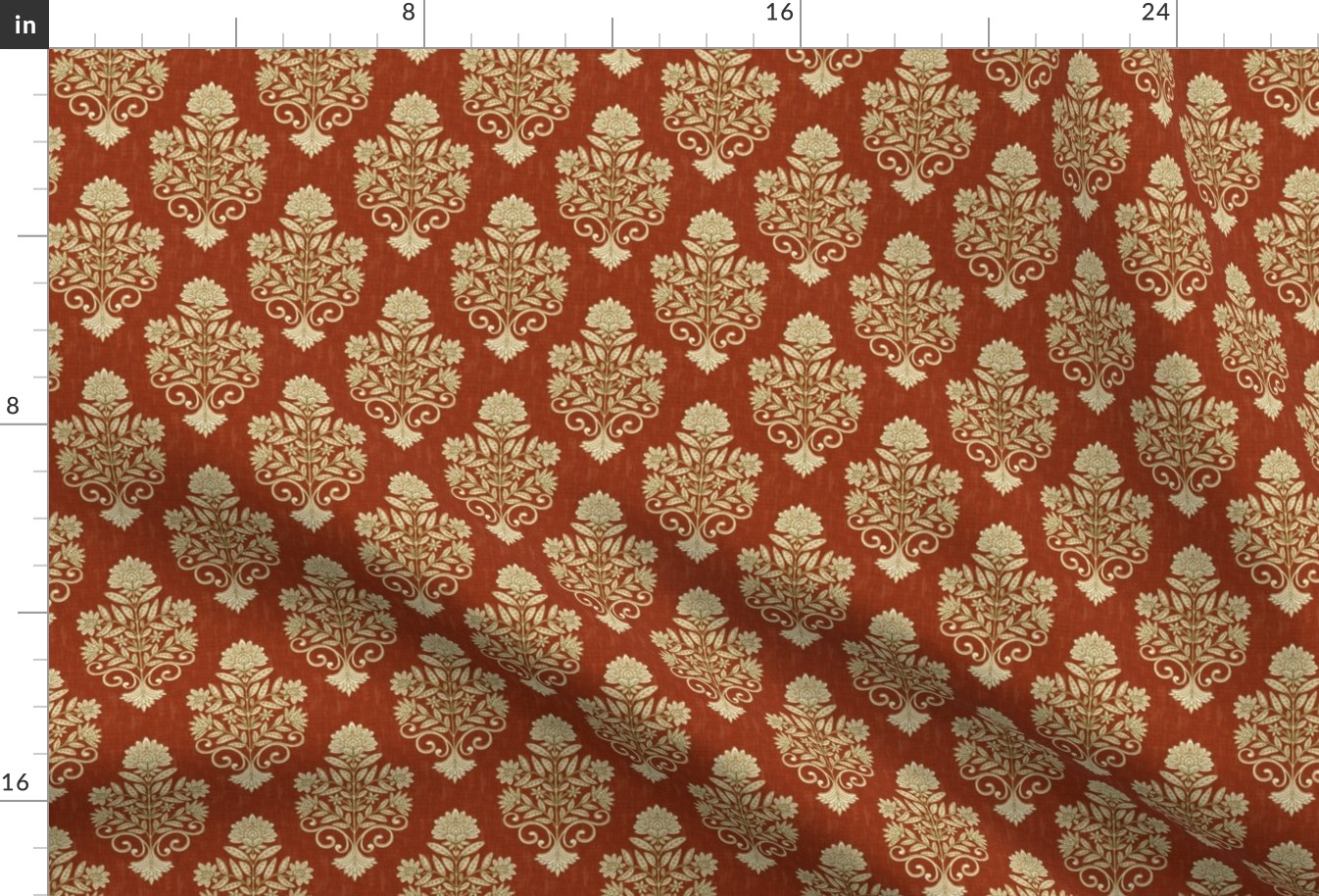 India Block Print  - Small - Cinnamon Red