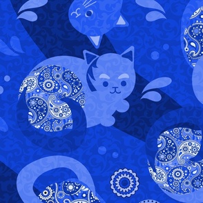 Bright Blue Kitty Cats