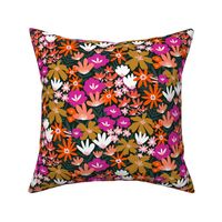 S - Boho Flower Field Pink Orange White Black