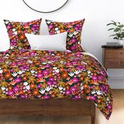 Boho Flower Field Pink Orange Black