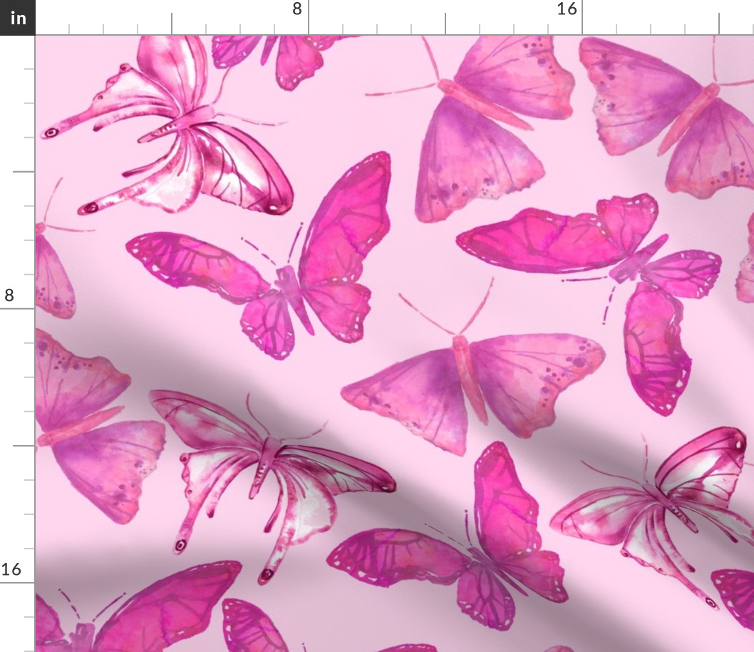 Charming Watercolor Butterfly Pattern In Pastel Pink