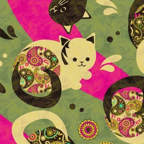 Neko Cat Pink and Green