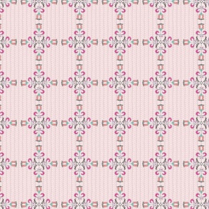 Pink Art Nouveau Folk Art Design with Knitted Yarn Texture Feminine Wallpaper Circles