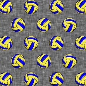(1" scale) Volleyball - blue and yellow on grey linen - C23