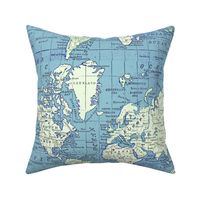 Blue vintage world map - small