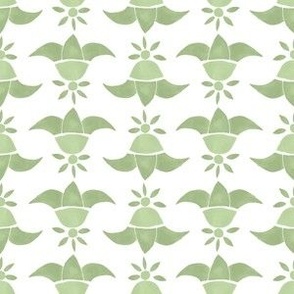 8 Square Bellflower Lily Green on White copy