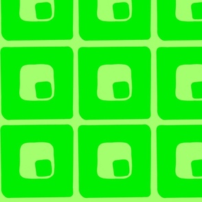 Monochrome Neon Green Retro Blocky Pattern 