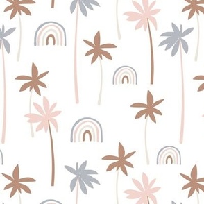 Aloha summer palm trees and rainbows sweet boho island vibes gray blush rust caramel on white