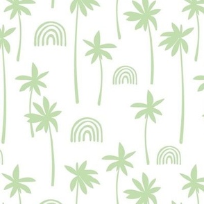 Aloha summer palm trees and rainbows sweet boho island vibes mint green on white