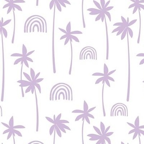Aloha summer palm trees and rainbows sweet boho island vibes lilac purple on white