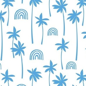 Aloha summer palm trees and rainbows sweet boho island vibes blue on white