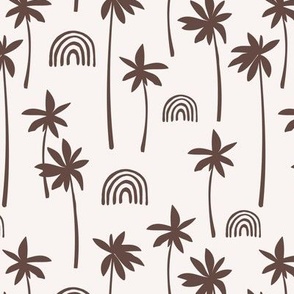 Aloha summer palm trees and rainbows sweet boho island vibes chocolate brown on ivory