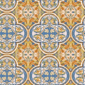 Celtic knot rug pastel blue orange

