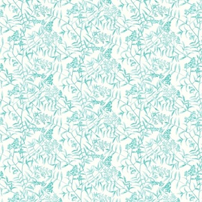 herbaceous plant floral acquarel turquoise small