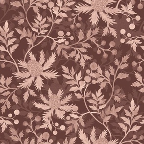 (medium) Flower garden - brown, cozy fall pattern