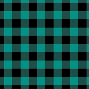 Teal and Black Buffalo Check Gingham Plaid