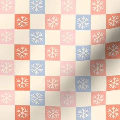 1" snowflake checkerboard fabric, christmas holiday ballet 