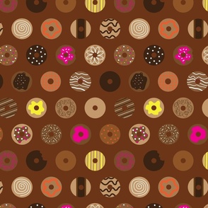 Mostly Chocolate Donuts - Dark Brown Background