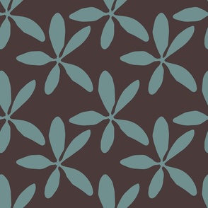 Organic Hand-Drawn Floral in Brown and Teal