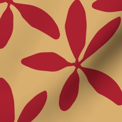 Organic Hand-Drawn Floral in Red and Golden Yellow