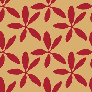 Organic Hand-Drawn Floral in Red and Golden Yellow