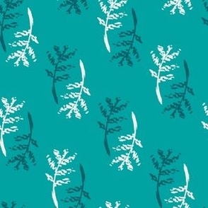 Small // Clara: Hand Painted Botanical Branches - Teal Blue