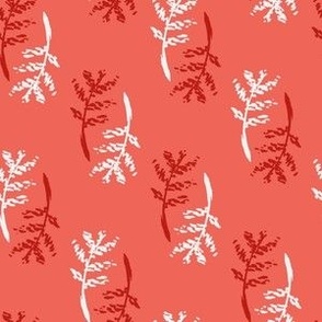 Small // Clara: Hand Painted Botanical Branches - Coral Pink