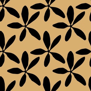 Organic Hand-Drawn Floral in Black and Golden Yellow