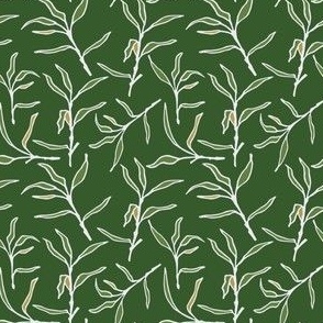 Bamboo Sprigs - green on green